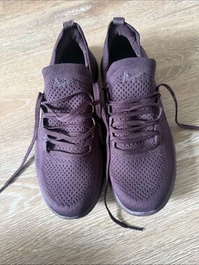 APL Knit Lace-Up Sneakers in Plum